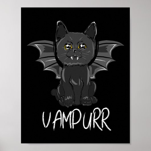 Black Bat Cat Halloween Vampire Vampurr Costuum Poster (Voorkant)