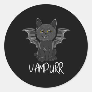 Black Bat Cat Halloween Vampire Vampurr Costuum Ronde Sticker