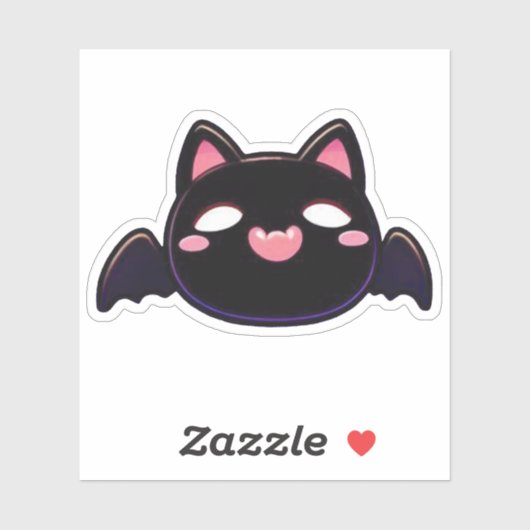 Black Bat Cat - Kawaii Flying Kitten Sticker (Vel)