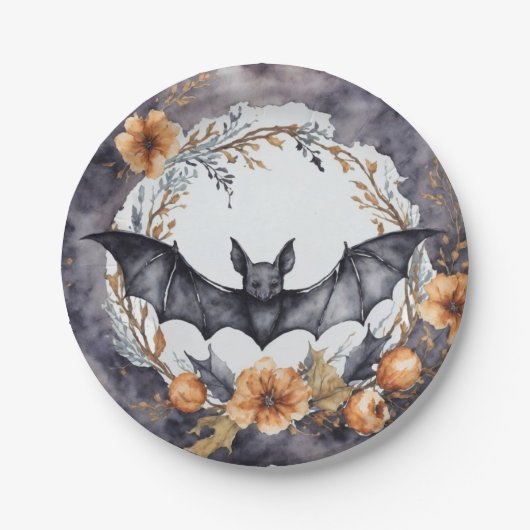 Black Bat en Wreath Party Borden Papieren Bordje (Voorkant)