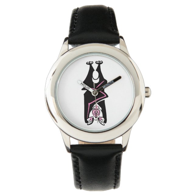 Black BAT - Halloween - Batty - Kinder Horloge (Voorkant)