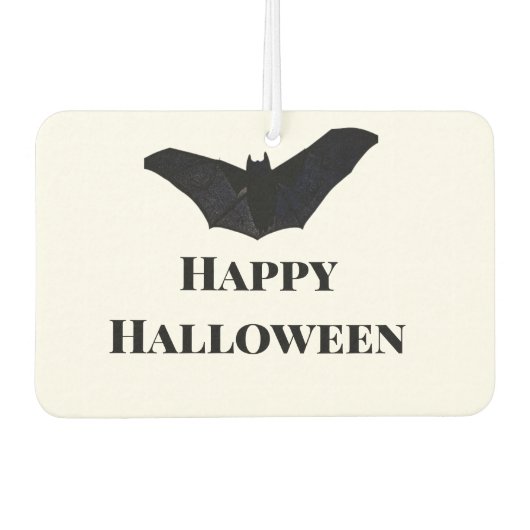 Black bat happy Halloween naam tekst heksen toevoe Luchtverfrisser (Voorkant)
