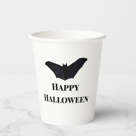 Black bat happy Halloween naam tekst heksen toevoe Papieren Bekers (Voorkant)