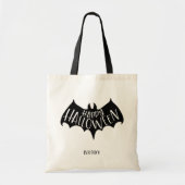 Black Bat Happy Halloween Tote Bag (Voorkant)