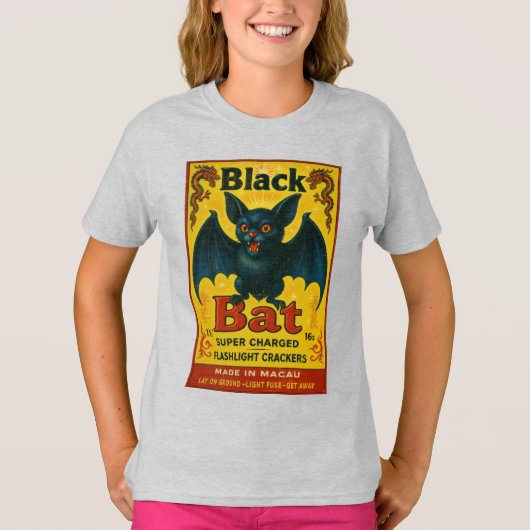 Black Bat Retro Firecracker Youth Tee T-shirt (Voorkant)