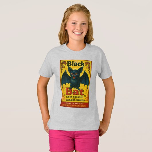 Black Bat Retro Firecracker Youth Tee T-shirt (Voorkant volledig)