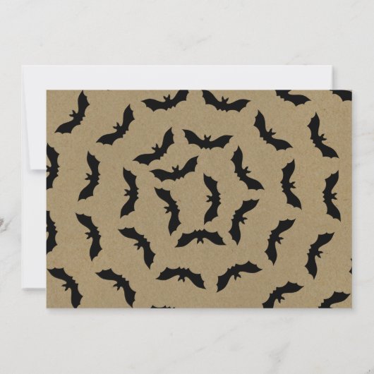 Black Bat Rustic Kraft Halloween Party Kaart (Achterkant)