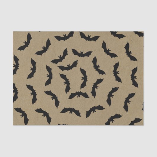 Black Bat Rustic Kraft Halloween Party Tissuepapier (Voorkant)
