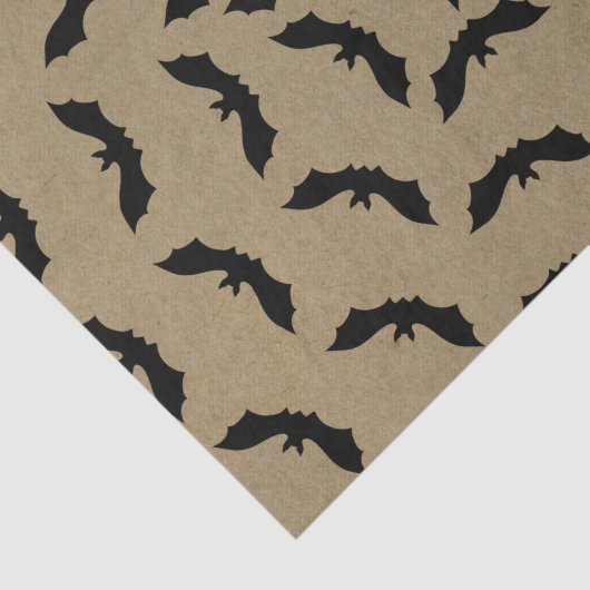 Black Bat Rustic Kraft Halloween Party Tissuepapier (Detail)
