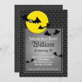 Black Bat Spooky Halloween Birthday Party Invite Kaart (Voorkant / Achterkant)