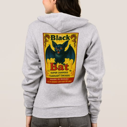 Black Bat Vintage Firecracker Label Hoodie (Achterkant)