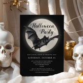 Black Bat Volle Maan Halloween Feest Uitnodiging