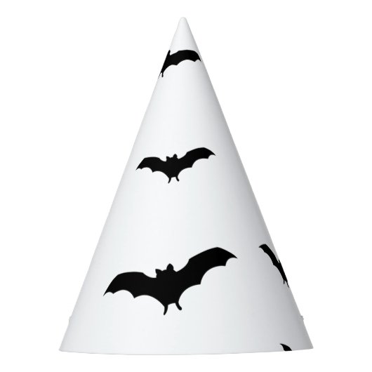 Black Bats & White Cute Halloween Party Chic Feesthoedjes (Voorkant)