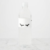 Black Bats & White Cute Halloween Party Chic Waterfles Etiket (Achterkant)