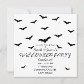 Black Bats & White Cute Halloween Party Kaart (Voorkant)