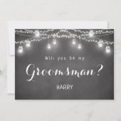 Black be My Groomsman Mason Jar Rustic Kaart (Voorkant)
