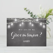 Black be My Groomsman Mason Jar Rustic Kaart (Staand voorkant)
