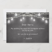 Black be My Groomsman Mason Jar Rustic Kaart (Achterkant)