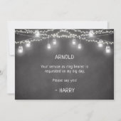 Black be My Ring Bearer Rustic Mason Jar Kaart (Achterkant)