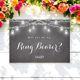 Black be My Ring Bearer Rustic Mason Jar Kaart