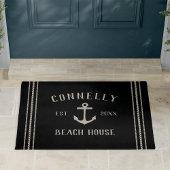 Black | Beach House Rustic Anchor Personalized Deurmat