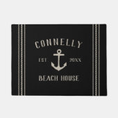 Black | Beach House Rustic Anchor Personalized Deurmat (Voorkant)