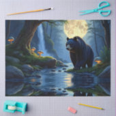 Black Bear at the stream under moonlight Tissuepapier (Craft)