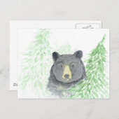 Black Bear Christmas Feestdagenkaart (Voorkant / Achterkant)