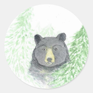 Black Bear Christmas Ronde Sticker