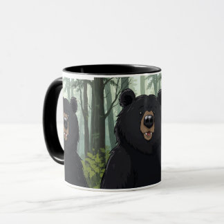 Black Bear Forest Mug – Cute Wildlife Coffee Cup G Mok