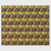 Black Bear In Autumn Leaves Cadeaupapier (Vlak)