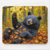 Black Bear In Autumn Leaves Muismat (Voorkant)