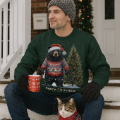 Black Bear in Christmas Sweater Holiday Sweatshirt