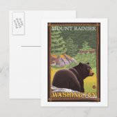 Black Bear in Forest - Mount Rainier, Washington Briefkaart (Voorkant / Achterkant)