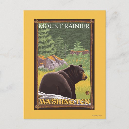 Black Bear in Forest - Mount Rainier, Washington Briefkaart (Voorkant)