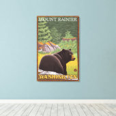 Black Bear in Forest - Mount Rainier, Washington Canvas Afdruk (Insitu (Houten vloer))