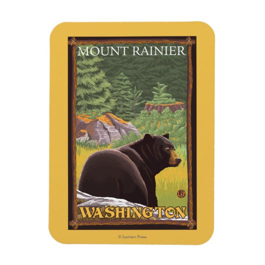 Black Bear in Forest - Mount Rainier, Washington Magneet (Verticaal)
