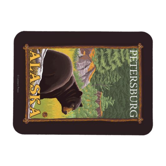 Black Bear in Forest - Petersburg, Alaska Magneet (Horizontaal)