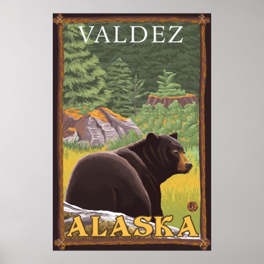 Black Bear in Forest - Valdez, Alaska Poster (Voorkant)