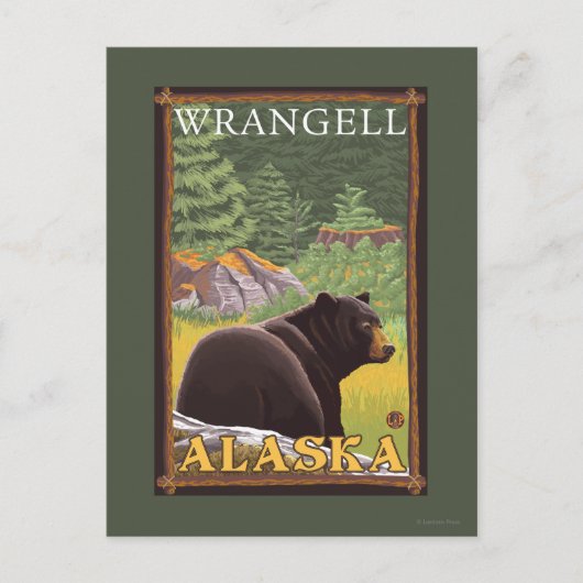 Black Bear in Forest - Wrangell, Alaska Briefkaart (Voorkant)