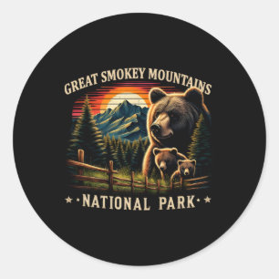 Black Bear Moeder Great Smokey Mountains National  Ronde Sticker