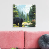 Black Bear Nature Canvas Afdruk (Insitu (Woonkamer))