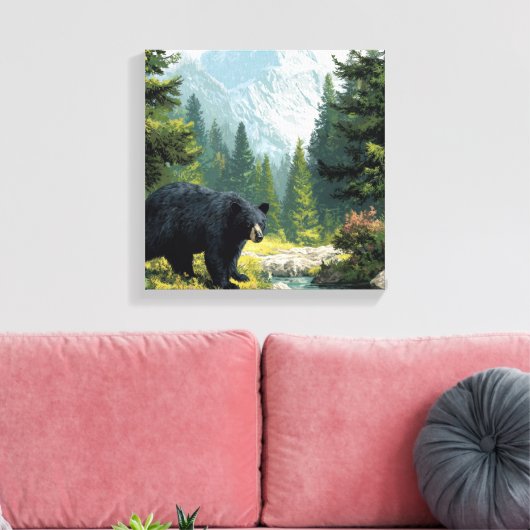 Black Bear Nature Canvas Afdruk (Insitu (Woonkamer))