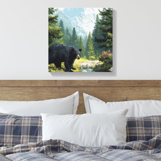 Black Bear Nature Canvas Afdruk (Insitu (Slaapkamer))