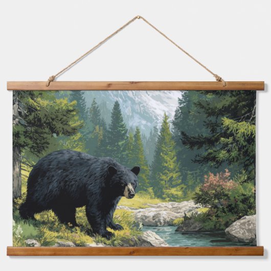 Black Bear Nature  Hangend Wandkleed (Voorkant)