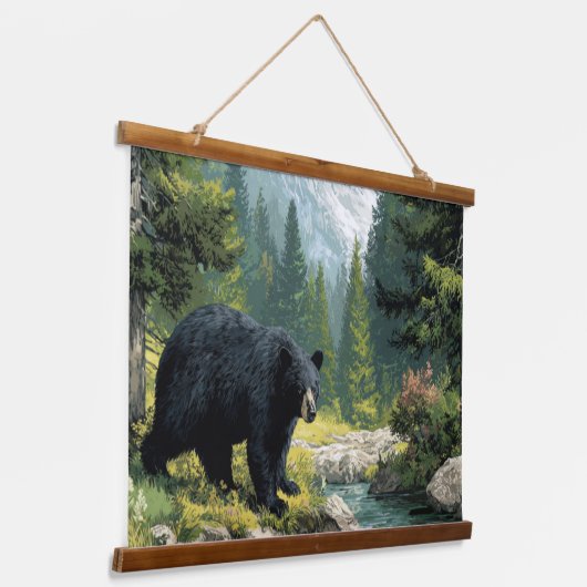 Black Bear Nature  Hangend Wandkleed (Gebogen)