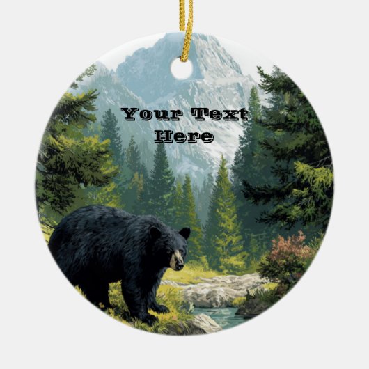 Black Bear Nature Keramisch Ornament (Voorkant)