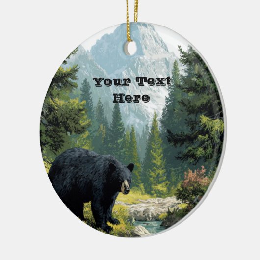Black Bear Nature Keramisch Ornament (Links)
