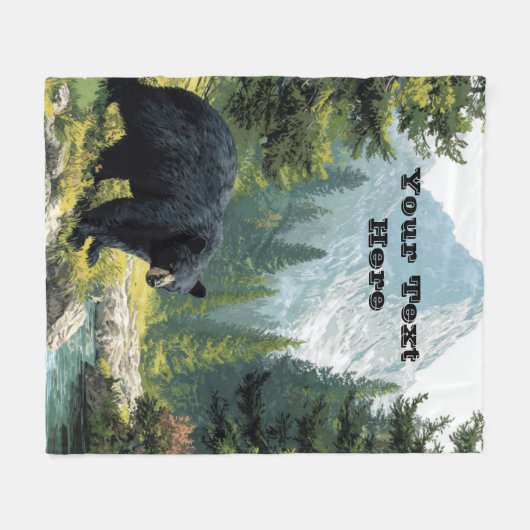Black Bear Nature Throw Blanket Fleece Deken (Voorkant (Horizontaal))