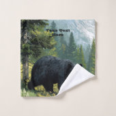 Black Bear Nature Towel Set Personalize It  Bad Handdoek (Wasdoekje)
